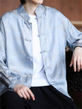 Chinese Style Men's Print Stand Collar Long Sleeve Shirts