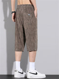 Men's Summer Cool Comfy Drawstring Striped Loose Capri Pants