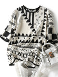Korean Style Women's Casual O-Neck Print Chiffon Half Sleeve Shirt
