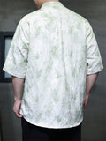 Men's Chinese Style Tie-dye Jacquard Mandarin Collar Short Sleeve Shirts
