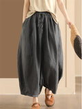 Women's Summer Comfy Solid Color Wide Leg Elastic Waist Cropped Pants