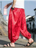 Men's Vintage Chinese Style Dragon Print Ice Silk Pants