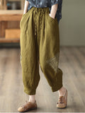 Women's Summer Casual Drawstring Harem Cropped Pants