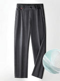 Mens Summer Elastic Waist Tencel Lightweight Straight Denim Jeans