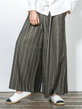 Men's Casual Summer Linen Wide Leg Stripe Pants