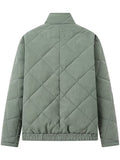 Women's Retro Solid Color Casual Argyle Check Stand Collar Coat