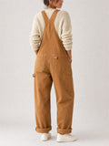 Women Casual Baggy Wide Leg Carpenter Bib Overalls Jumpsuit