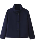 Women's Autumn Casual Solid Color Single Breasted Stand Collar Jackets