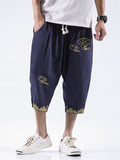 Men's Casual Cloud Print Drawstring Capri Pants
