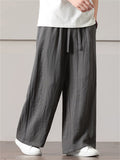 Men's Solid Color Cotton Linen Loose Wide Leg Pants