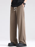 Mens Summer Wide Leg Drawstring Casual Pants Baggy Trousers