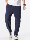 Men's Zen Style Linen Cotton Pants with Front Tie Belt