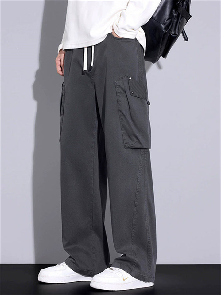 Men's Daily Wear Loose Fit Straight Leg Cargo Pants with Pockets
