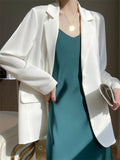 Women's Drape Satin Solid Color Long Sleeve Suit Jacket
