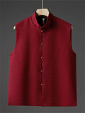 Men's Autumn Solid Color Geometric Jacquard Sleeveless Cardigan Jackets