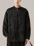 Chinese Style Men's Stand Collar Jacquard Long Sleeve Shirts
