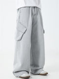 Men's Distressed Solid Color 3D Pockets Wide Leg Straight Jeans