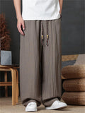 Men's Casual Loose Fit Pants with Tassels Summer Breathable Comfortable