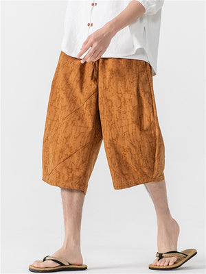 Men's Summer Casual Print Drawstring Capri Pants