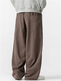 Men Japanese Style Baggy Drawstring Wide Leg Pants with Pockets