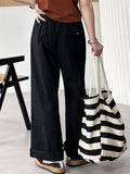 Women's Elastic Waist Wide-Leg Straight Cargo Pants