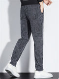 Geometric Jacquard Multi Pocket Casual Jogger Pants