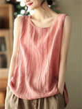 Summer Loose Solid Color Sleeveless Shirts for Women