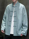 Men's Simple Chinese Style Cotton Blend Stand Collar Tang Suit Jacket