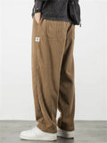 Mens Comfy Corduroy Pants Elastic Waist Relaxed Fit Joggers