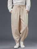 Casual Ramie Loose Elastic Waist Radish Pants for Men