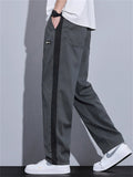 Casual Loose Fit Side Stripe Straight Leg Pants for Men