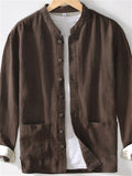 Oriental Style Ramine Causal Men's Stand Collar Long Sleeve Shirts