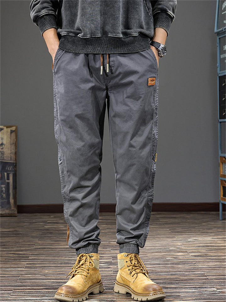 Men's Cool Vintage Regular Fit Patchwork Cargo Jogger Pants