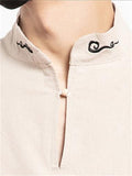 Men's Retro Cloud Embroideried Stand Collar Linen Shirt