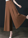 Women High Waist Wide Leg Palazzo Pants with Buttons Flowy Trousers