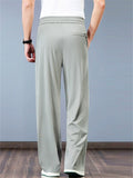 Men's Ice Silk Drawstring Quick Dry Breathable Straight Leg Casual Pants