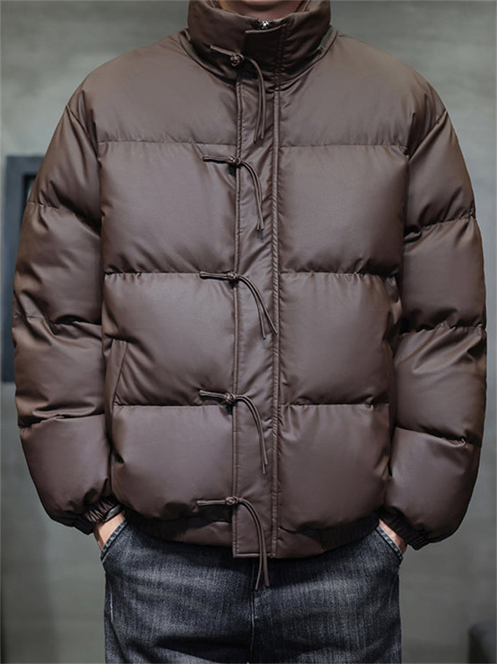 ‌Men's Winter Trendy Zipper Buttons Padded Puffer Coats