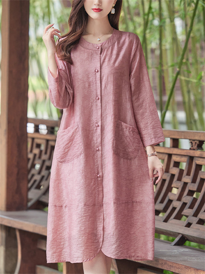 Summer Women's Tencel Long Sleeve Round Neck Jacket