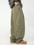 Men's Retro Solid Color Drawstring Wide Leg Scimitar Cargo Pants