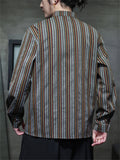 Chinese Style Men's Contrast Color Stripe Long Sleeve Shirts