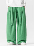 Men's Simple Japanese Style Corduroy Wide Leg Pants with Belt