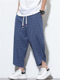 Men's Summer Comfy Casual Plaid Harem Capri Pants