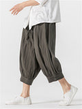 Men's Summer Casual Japanese Style Cotton Cropped Pants