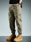 Men's Casual Workwear Loose Fit Jogger Cropped Pants with Pockets