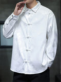 Chinese Style Dragon Jacquard Mandarin Collar Jacket Casual Shirts