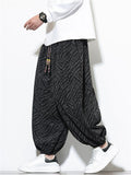 Male's Retro Geometric Texture Printed Wide Leg Bloomers Pants