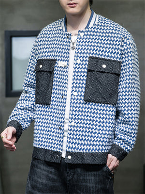 Men's Trendy Chest Pocket Button Up Plaid Jacket