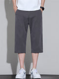 Mens Summer 3/4 Capri Pants Below Knee Loose Cropped Shorts