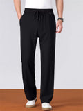 Men's Minimalist Drawstring Waist Straight Leg Linen Pants