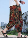 Men's Retro Chinese Style Print Casual Harem Jogging Cropped Pants